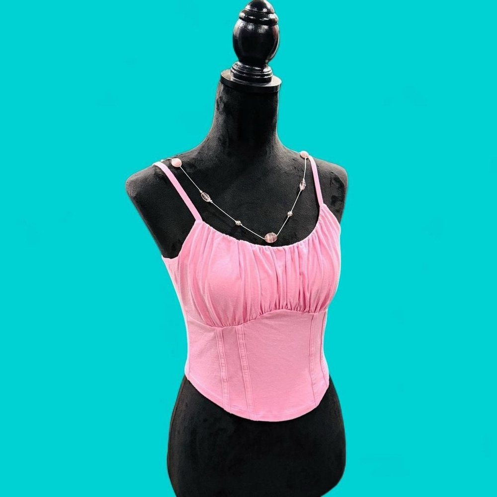 Hollister Pink Bustier Camisole Top M Coquette Corset Balletcore Feminine NWT - Picture 2 of 6